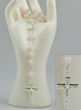 Chapelet en Argent Massif & Quartz Rose (pic 1)