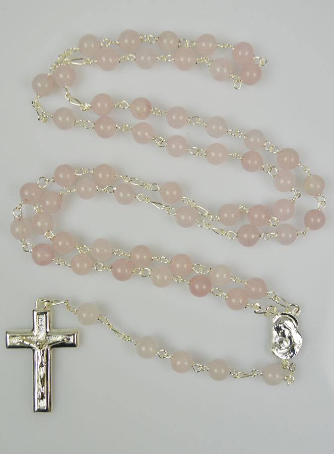 Chapelet en Pierre Quartz Rose & Argent 925/1000 (pic 2)