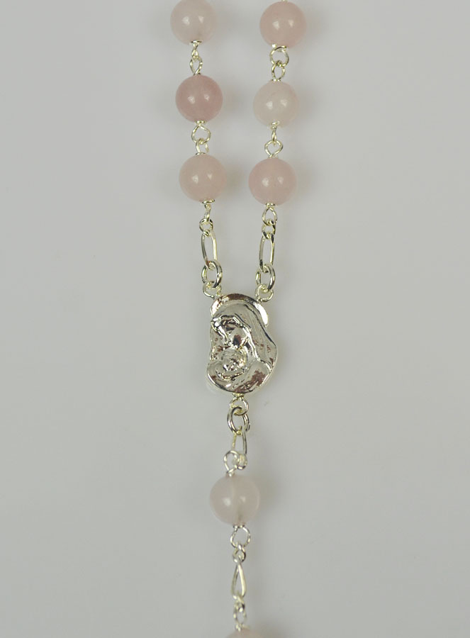 Chapelet en Pierre Quartz Rose & Argent 925/1000 (pic 3)