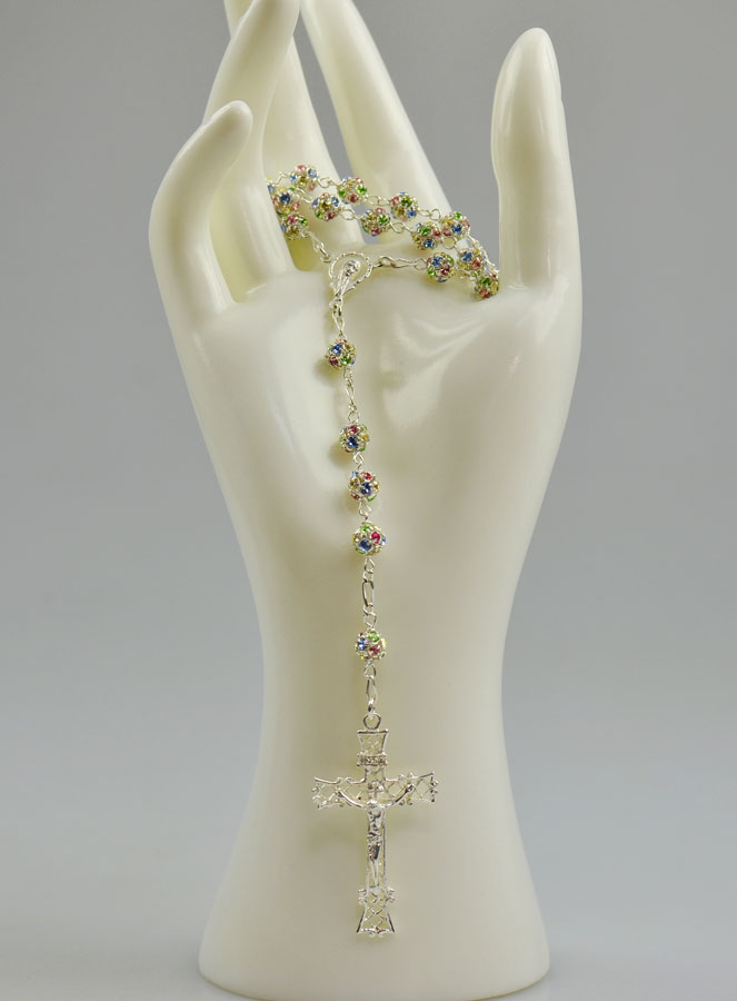 Chapelet en Argent & Perles de Cristal 6mm (pic 2)