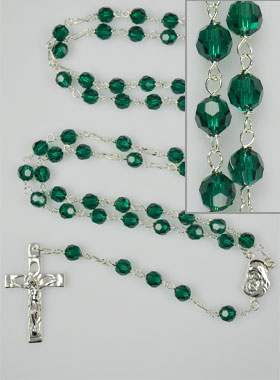 Chapelet en Cristal Vert & Argent 925/1000 (pic 1)