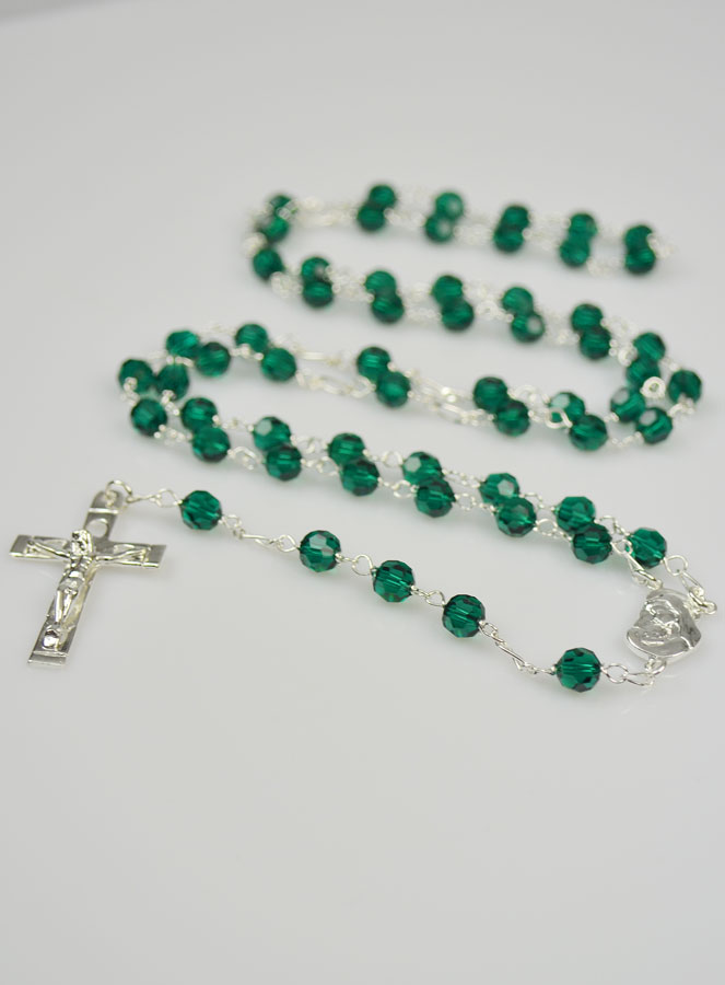 Chapelet en Cristal Vert & Argent 925/1000 (pic 2)