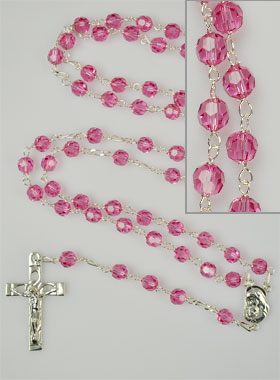 Chapelet en Cristal Rose & Argent 925/1000 (pic 1)