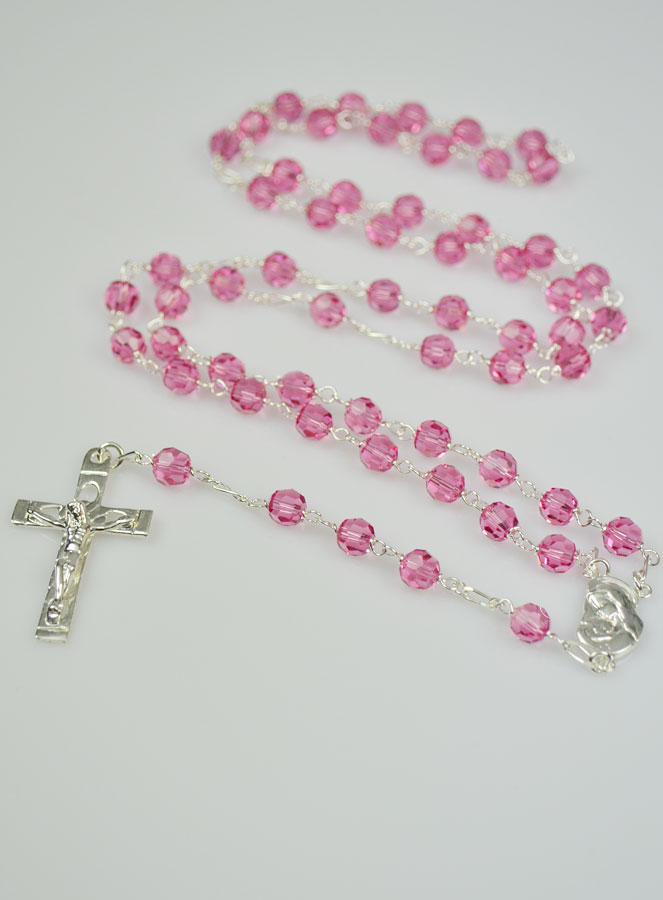 Chapelet en Cristal Rose & Argent 925/1000 (pic 2)