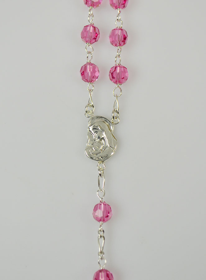 Chapelet en Cristal Rose & Argent 925/1000 (pic 3)