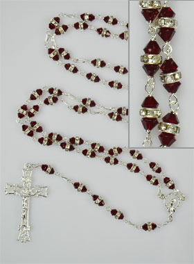 Chapelet en Cristal Rouge & Argent 925/1000 (pic 1)