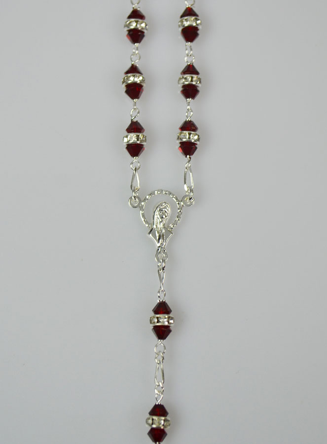 Chapelet en Cristal Rouge & Argent 925/1000 (pic 3)