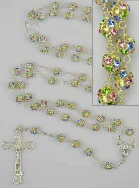 Chapelet en Perles de Cristal 6mm & Argent Massif (pic 1)