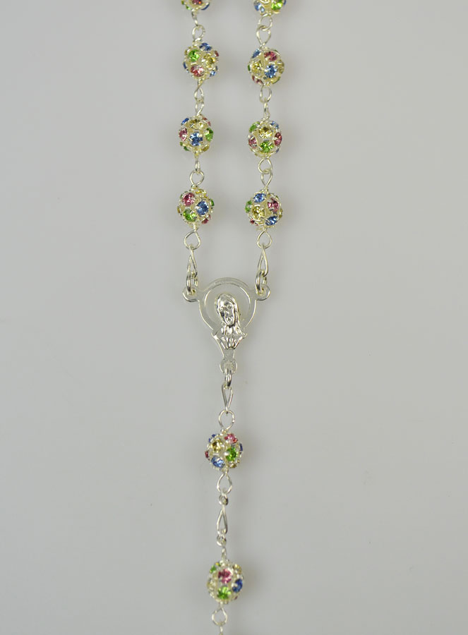 Chapelet en Perles de Cristal 6mm & Argent Massif (pic 3)