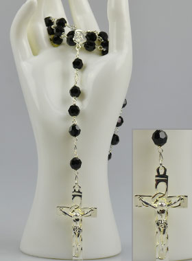 Chapelet en Argent 925/1000 & Cristal Noir (pic 1)