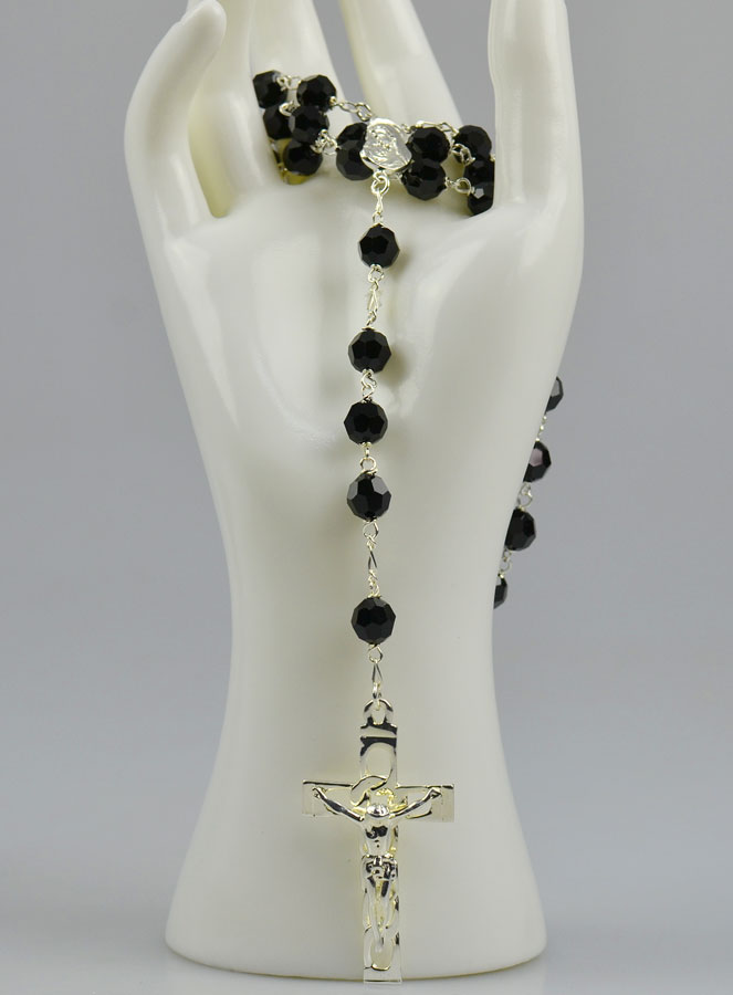 Chapelet en Argent 925/1000 & Cristal Noir (pic 2)