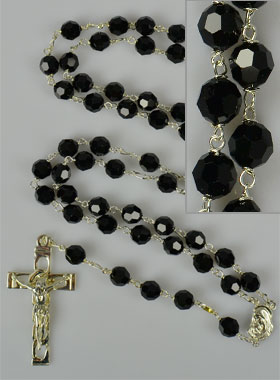 Chapelet en Argent 925/1000 & Cristal Noir (pic 3)