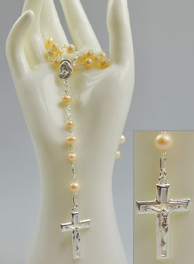 Chapelet en Argent 925/1000 & Perles de Nacre Rose (pic 1)