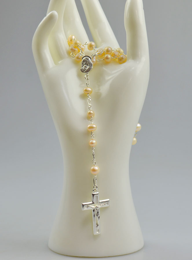 Chapelet en Argent 925/1000 & Perles de Nacre Rose (pic 2)