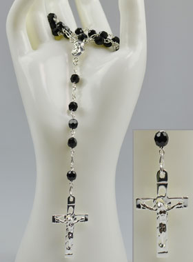 Chapelet en Argent Massif & Cristal Noir (pic 1)