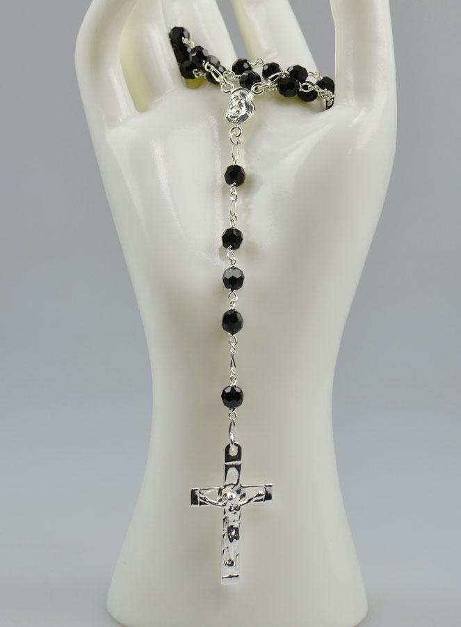 Chapelet en Argent Massif & Cristal Noir (pic 2)
