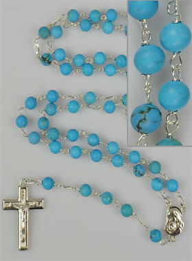 Chapelet en Argent Massif & Perles Turquoise Veritable (pic 3)