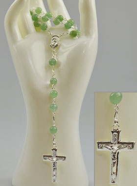 Chapelet en Argent Massif & Perles d'Aventurine Veritable (pic 1)