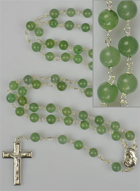Chapelet en Argent Massif & Perles d'Aventurine Veritable (pic 3)