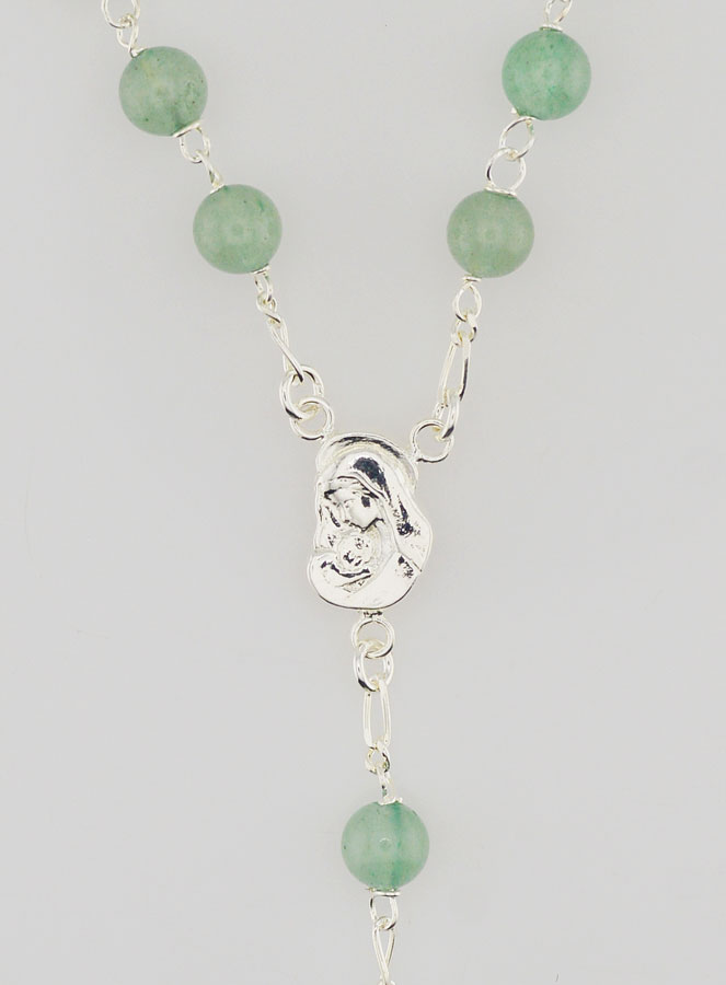 Chapelet en Argent Massif & Perles d'Aventurine Veritable (pic 4)