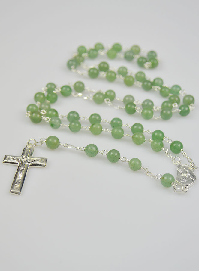 Chapelet en Pierre d'Aventurine Veritable & Argent Massif (pic 2)