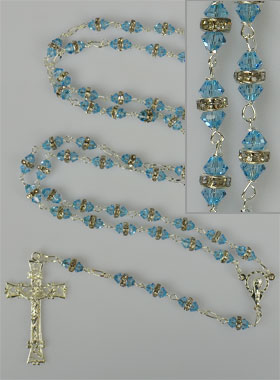 Chapelet en Argent & Cristal Bleu Ciel Serti (pic 3)