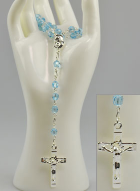Chapelet en Argent Massif & Cristal Bleu Ciel (pic 1)