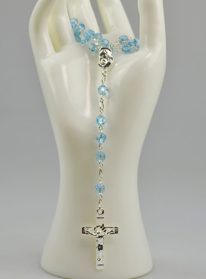 Chapelet en Argent Massif & Cristal Bleu Ciel (pic 2)