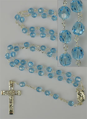 Chapelet en Argent Massif & Cristal Bleu Ciel (pic 3)