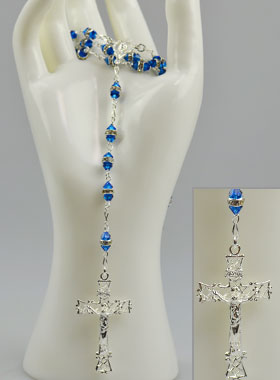 Chapelet en Argent & Cristal Saphir Bleu Serti (pic 1)