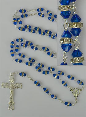 Chapelet en Argent & Cristal Saphir Bleu Serti (pic 3)