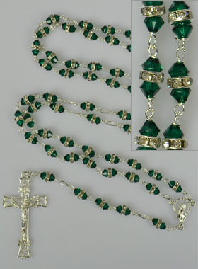 Chapelet en Argent & Cristal Vert Émeraude Serti (pic 3)