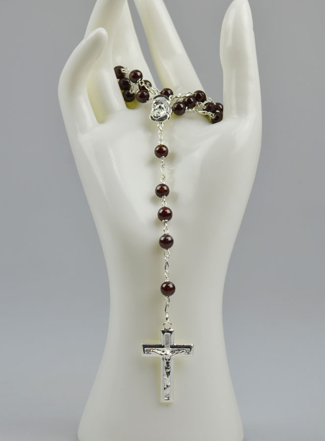 Chapelet en Argent & Perles de Grenade (pic 2)