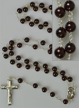 Chapelet en Argent & Perles de Grenade (pic 3)