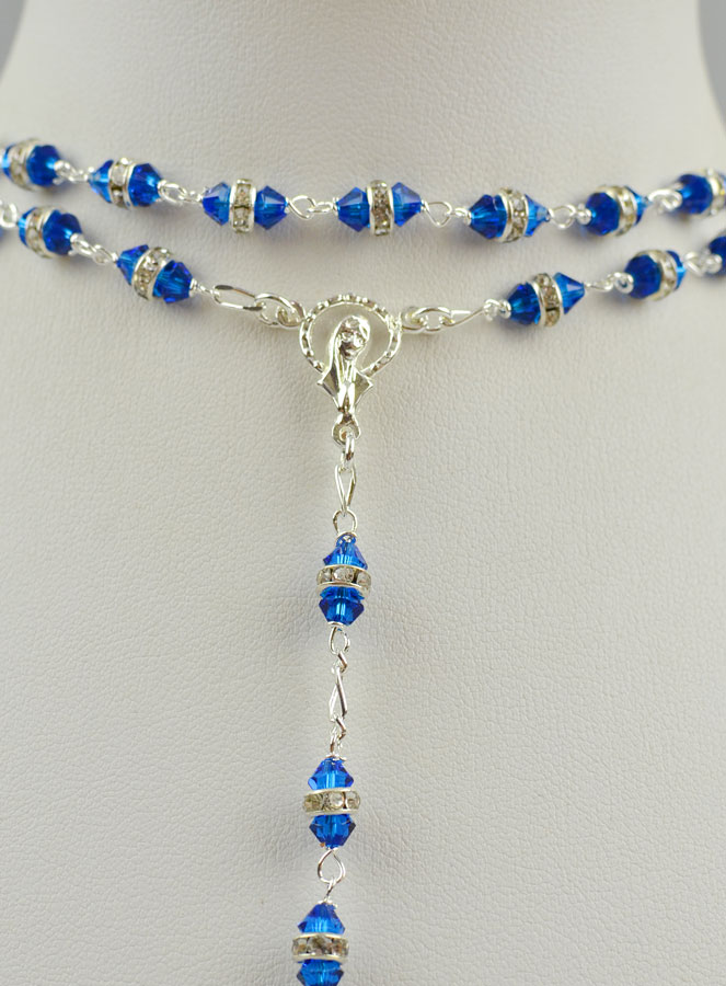 Chapelet en Cristal Saphir Bleu & Argent (pic 3)