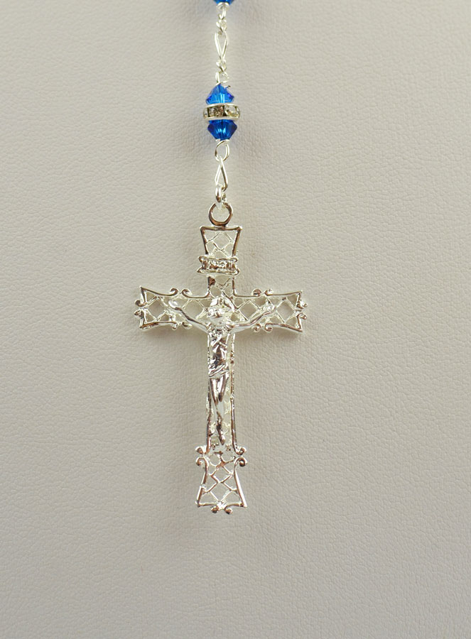 Chapelet en Cristal Saphir Bleu & Argent (pic 4)