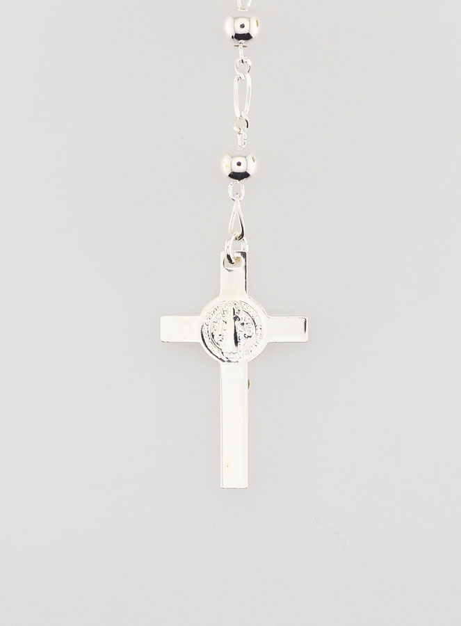 Chapelet Saint Benoît en Argent 925/1000 - Grains Brillant 5mm (pic 4)