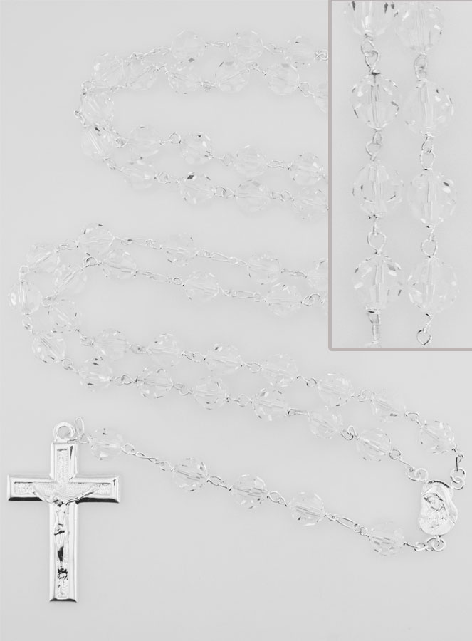 Chapelet en Argent & Perles de Cristal XXL 8mm (pic 1)