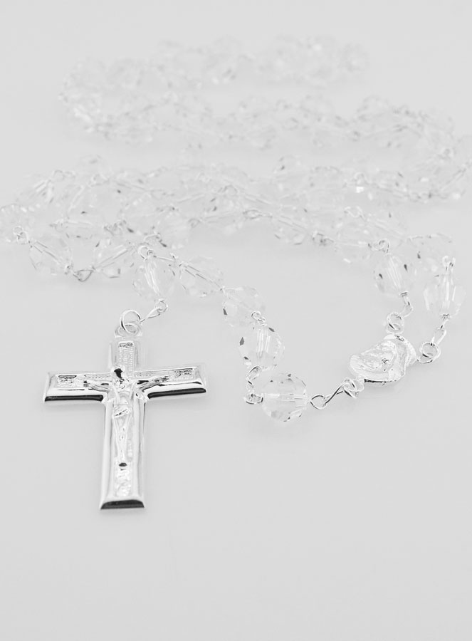 Chapelet en Argent & Perles de Cristal XXL 8mm (pic 2)
