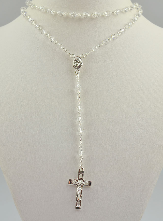 Chapelet en Cristal 5mm & Argent Massif (pic 2)