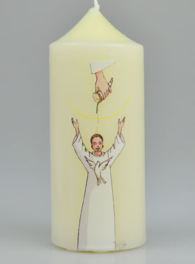 Bougie Cierge de Confirmation - Onction Garçon Brun (pic 1)