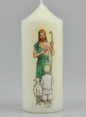 Bougie Cierge de Communion Jésus Bon Pasteur & Garçon Blond (pic 1)
