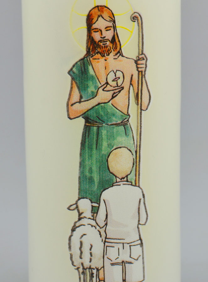 Bougie Cierge de Communion Jésus Bon Pasteur & Garçon Blond (pic 3)