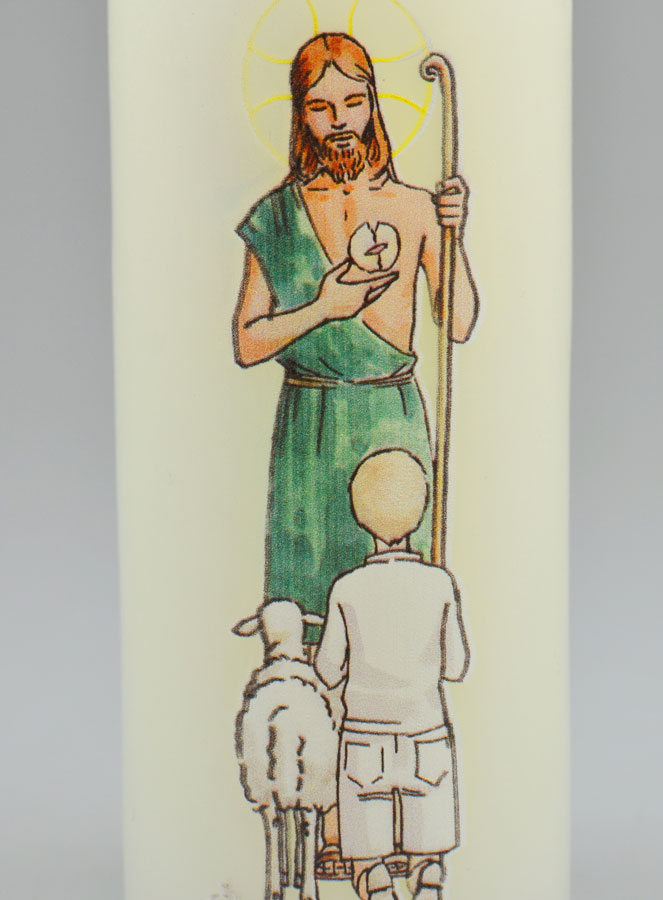 Cierge de Communion Le Seigneur est mon Berger - Garçon Blond (pic 3)