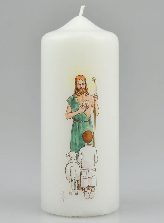 Cierge de Communion Le Seigneur est mon Berger - Garçon Brun (pic 2)
