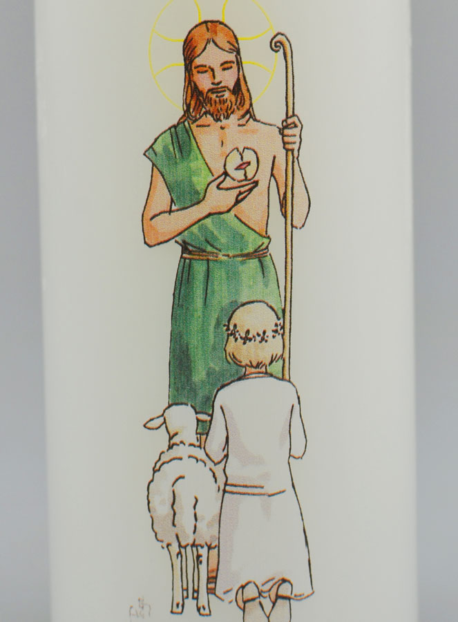 Bougie Cierge de Communion Jésus Bon Pasteur & Fille Blonde (pic 3)
