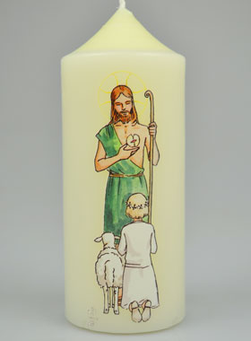 Cierge de Communion Le Seigneur est mon Berger & Fille Blonde (pic 1)