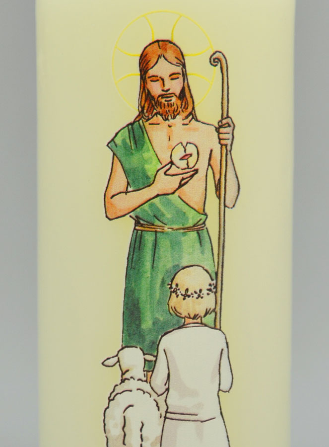 Cierge de Communion Le Seigneur est mon Berger & Fille Blonde (pic 3)