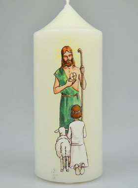 Cierge de Communion Le Seigneur est mon Berger - Fille Brune (pic 1)