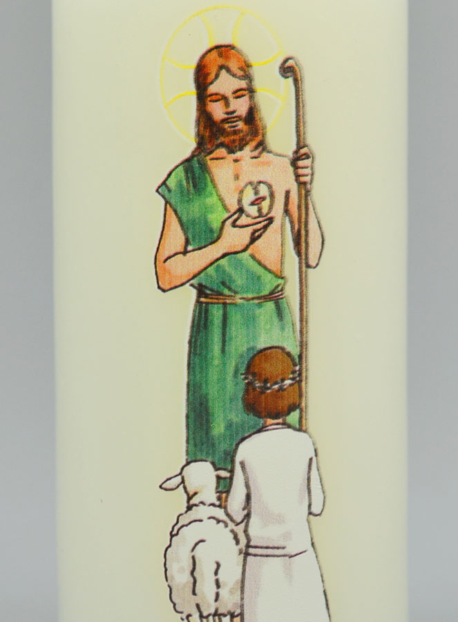 Cierge de Communion Le Seigneur est mon Berger - Fille Brune (pic 3)